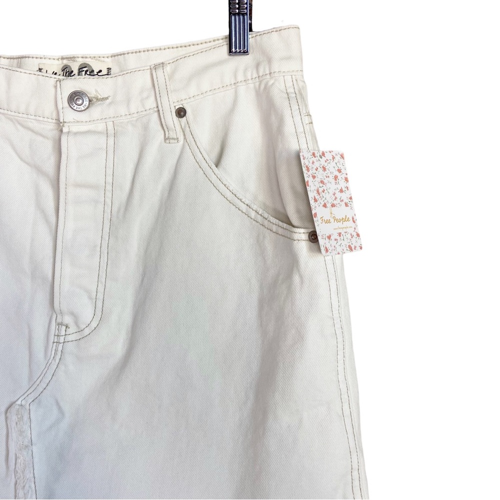 Free People Brea Cutoff Denim Skirt in Deco White Size 30 Waist - Picture 4 of 8